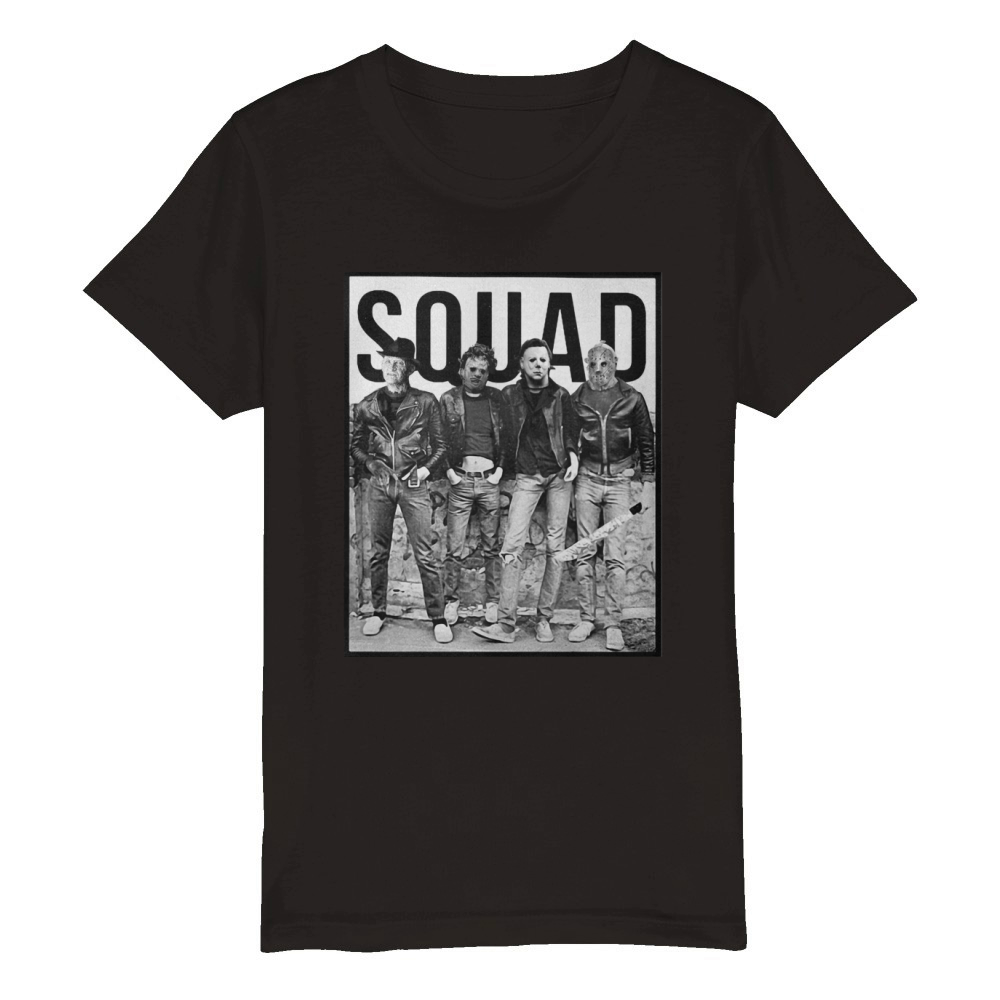 Squad Freddy Krueger Michael Myers Jason Voorhees Leatherface shirt Organic Kids Crewneck T-shirt