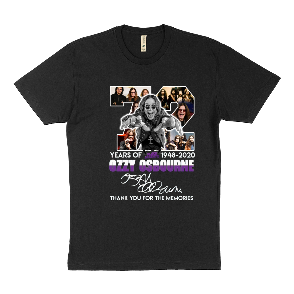 72 years of 1948 2020 ozzy osbourne thank you for the memories signature Sustainable T-Shirt