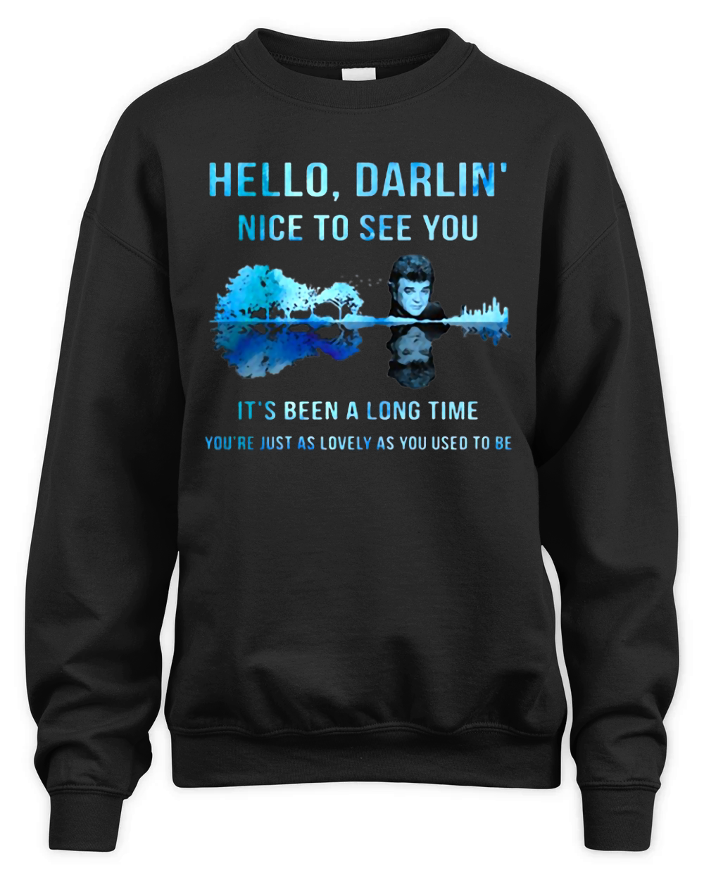 Conway Twitty Hello Darlin’ Nice To See You Guitar Lake Unisex Premium Crewneck Sweatshirt
