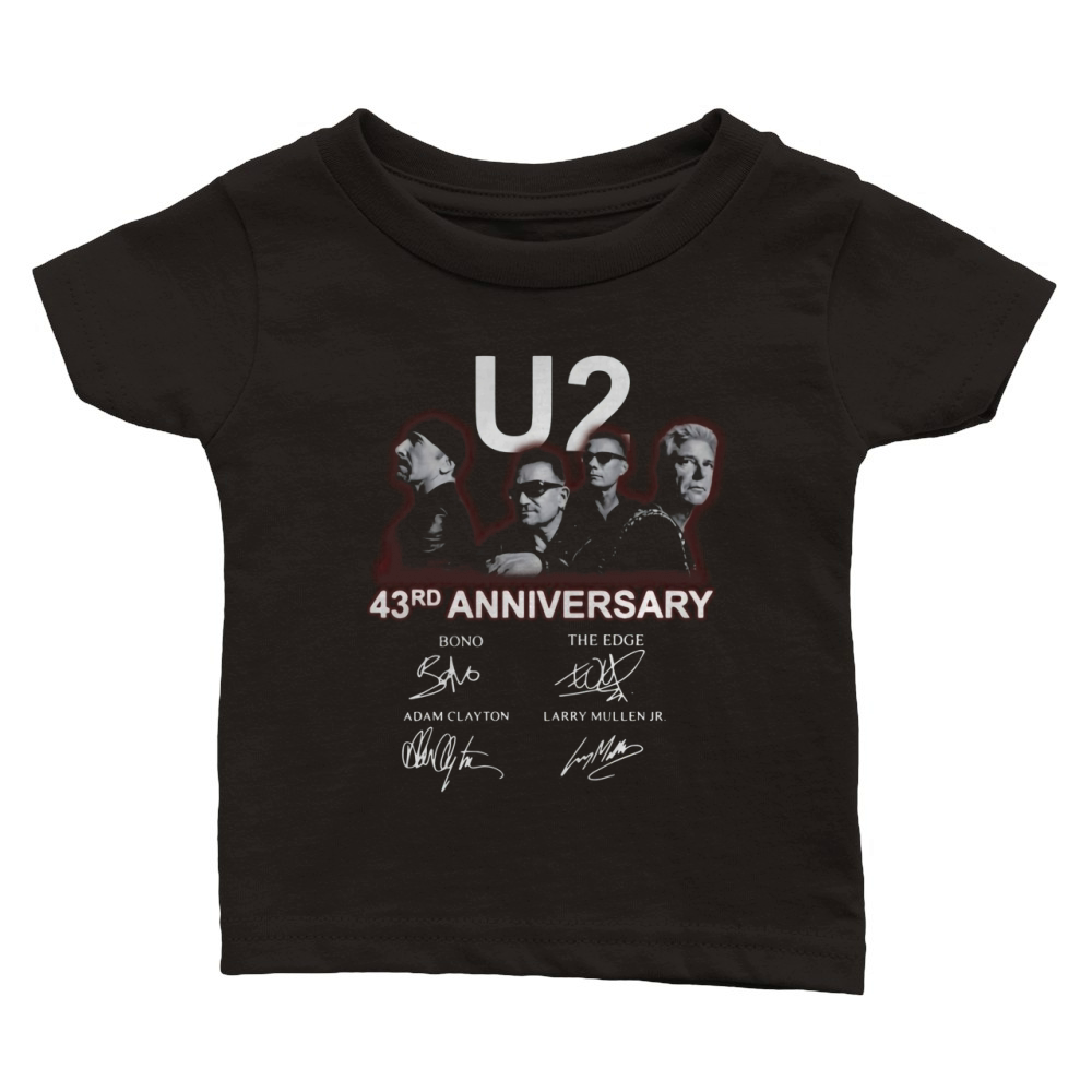 U2 43rd anniversary signatures Bono The Edge Adam Clayton shirt Classic Baby Crewneck T-shirt