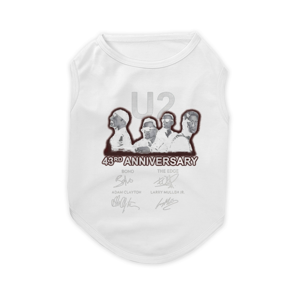 U2 43rd anniversary signatures Bono The Edge Adam Clayton shirt Pet T-Shirt