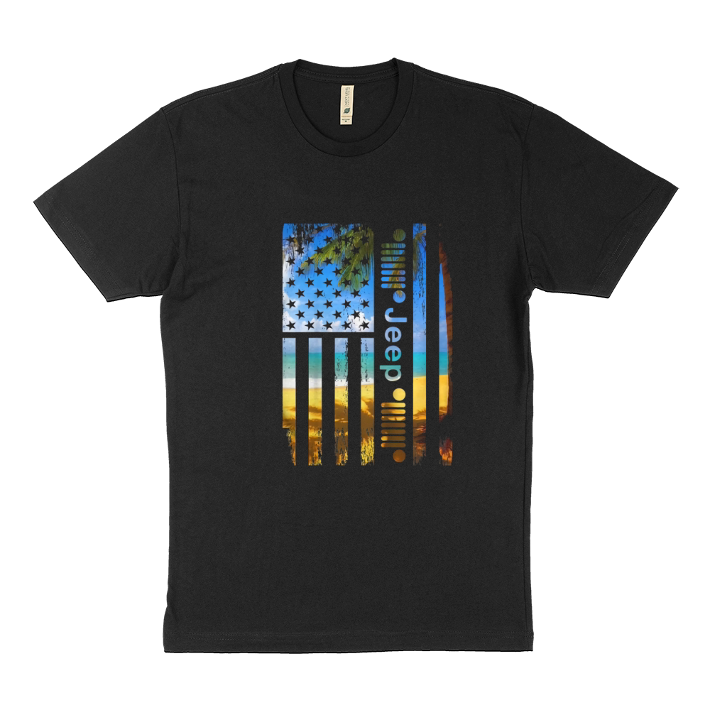 Jeep American Flag Summer Beach Jeep Drivers Sustainable T-Shirt