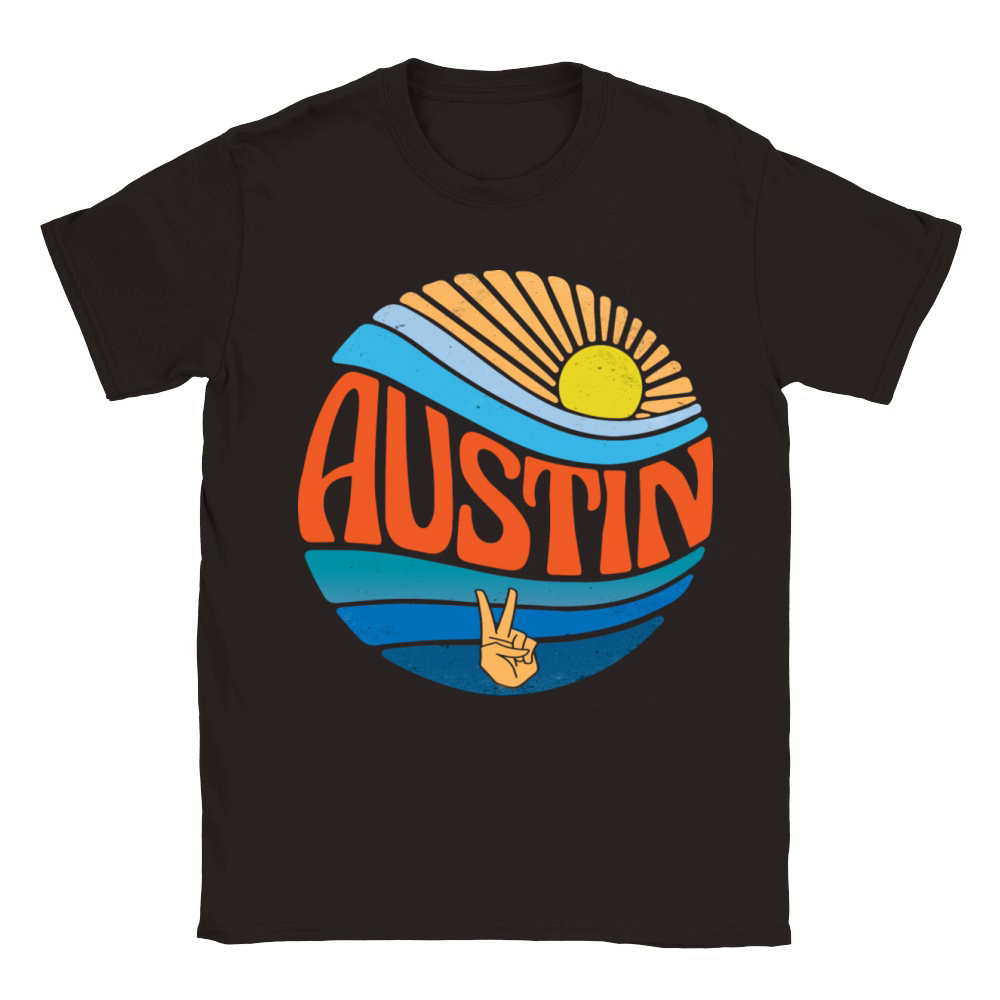 Austin Shirt Vintage Sunset Austin Groovy Tie Dye Classic Kids Crewneck T-shirt