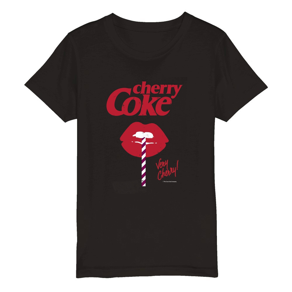 COCACOLA VINTAGE VERY CHERRY COKE LIPS GRAPHIC Organic Kids Crewneck T-shirt