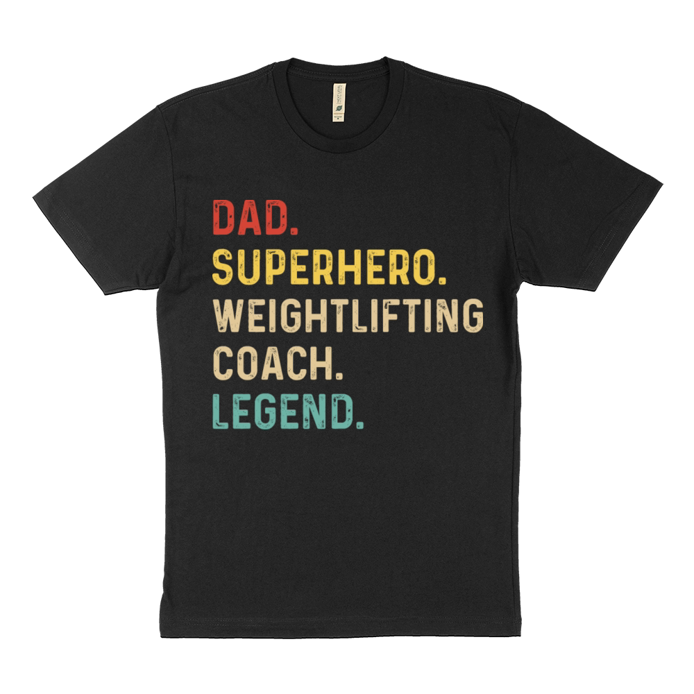 Dad Superhero Weight Lifting Trainer T Shirt Sustainable T-Shirt