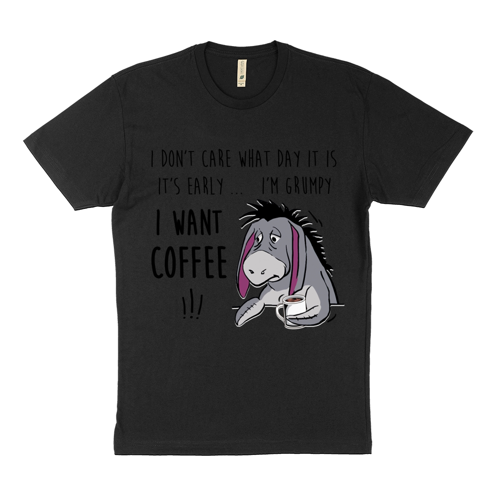 Eeyore  I WANT COFFEE Sustainable T-Shirt