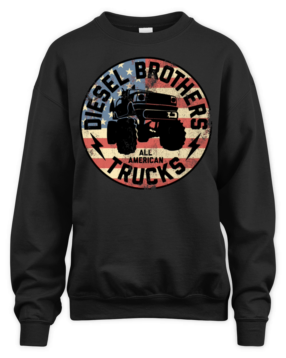 Diesel Brothers Flag Truck Seal Vintage Graphic Unisex Premium Crewneck Sweatshirt