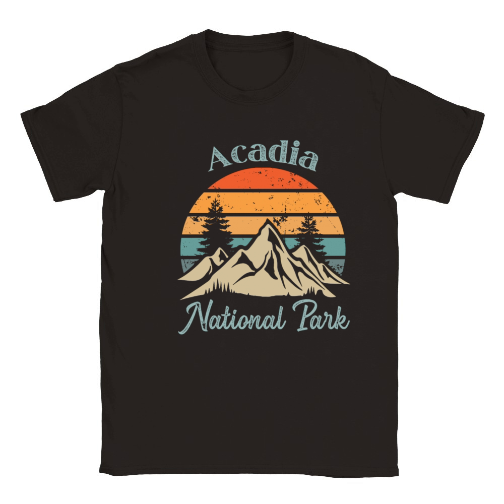 Acadia National Park Retro Vintage Mountain Sunset Classic Kids Crewneck T-shirt
