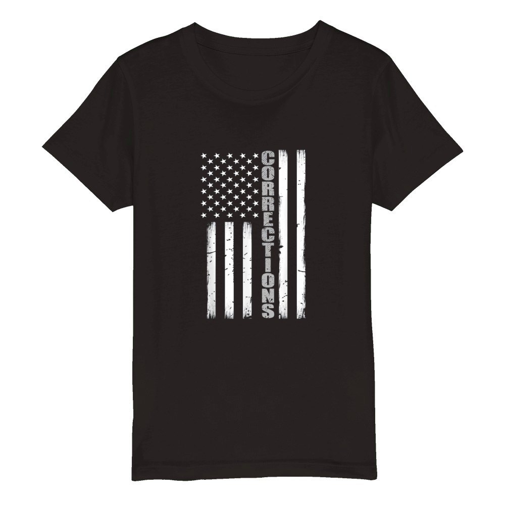 Thin Silver Line American Flag Corrections Organic Kids Crewneck T-shirt