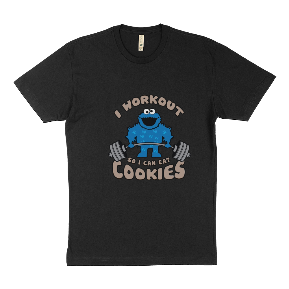 I Workout So I Can Eat Cookies (Cookie Monster) T-Shirt Sustainable T-Shirt