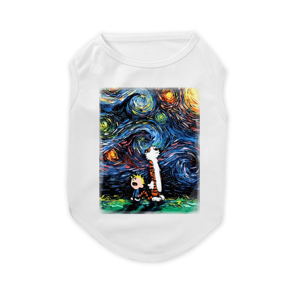 calvin and hobbes starry night t shirt T-Shirt Pet T-Shirt