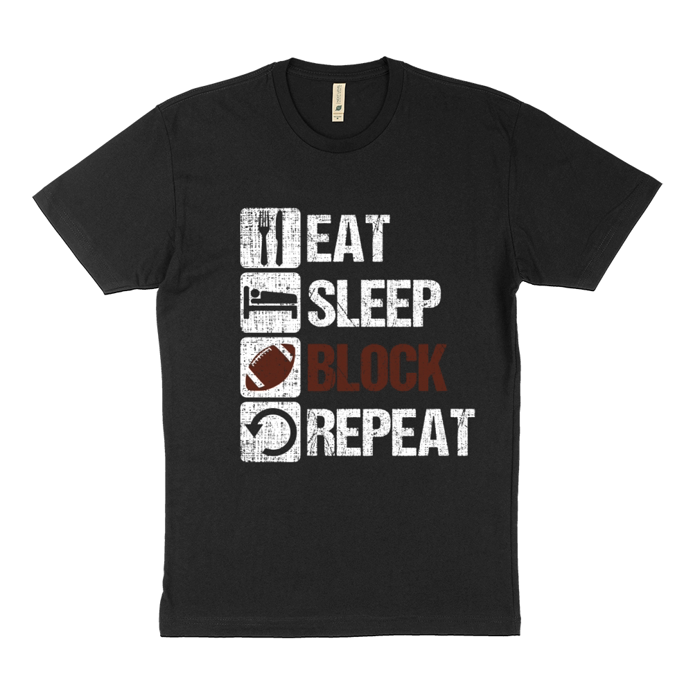 Eat Sleep Block Repeat Football Offensive Lineman Sustainable T-Shirt