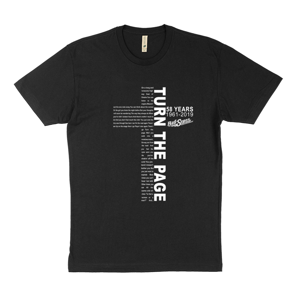 Turn The Page lyrics by Bob Seger 58 years 1961-2019 shirt Sustainable T-Shirt