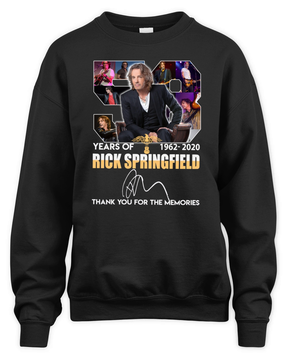 58 Years of Rick Springfield 1962-2020 thank you for memories signature Unisex Premium Crewneck Sweatshirt