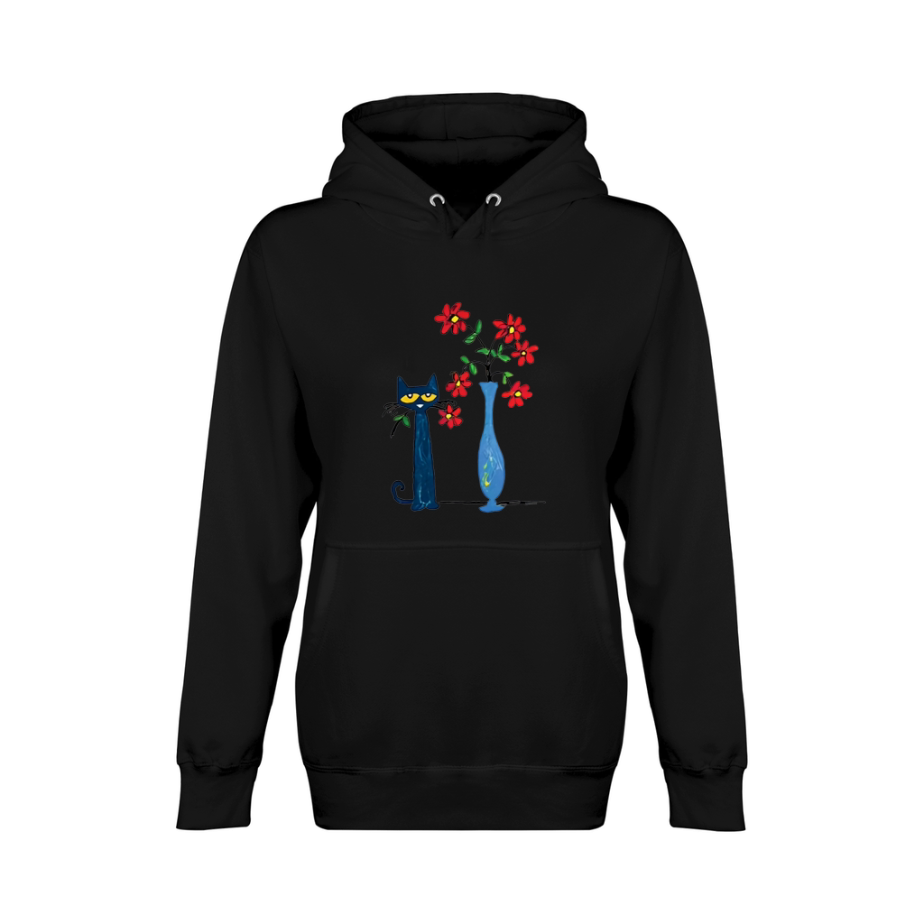 Pete the Cat Pete with Red Flowers Unisex Premium Pullover Hoodie