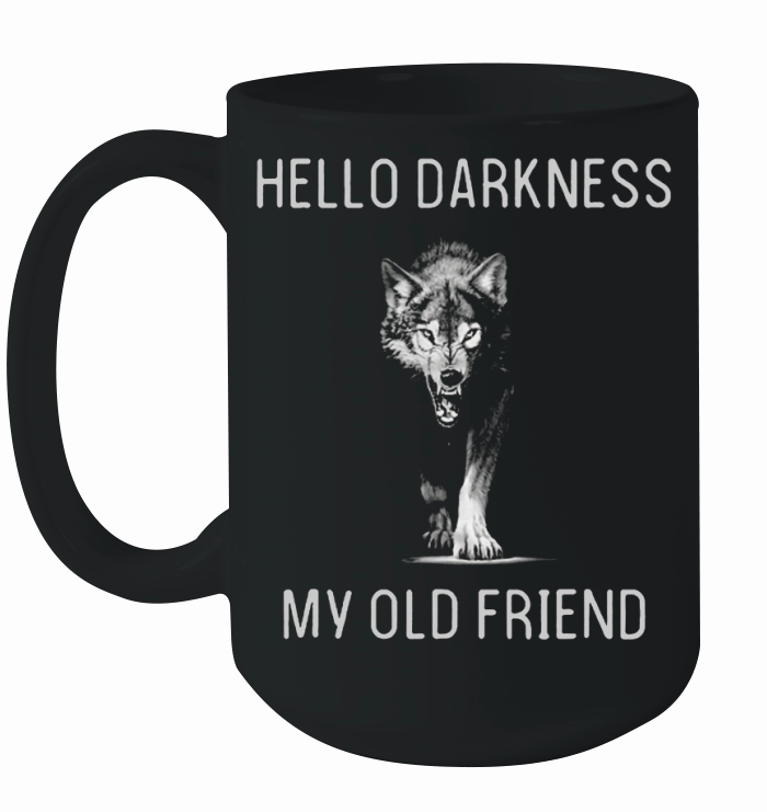 Wolf Hello Darkness My Old Friend Ceramic Mug