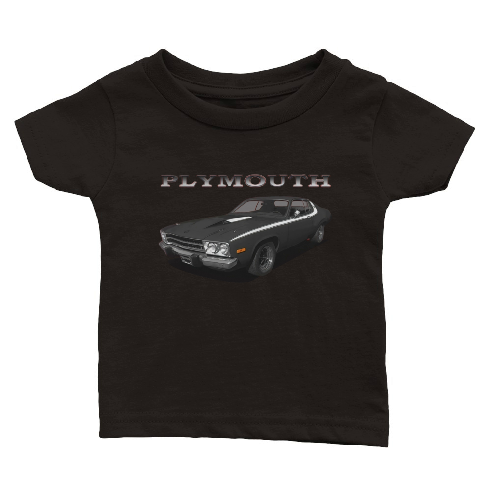 1973 Plymouth Roadrunner Black Classic Baby Crewneck T-shirt