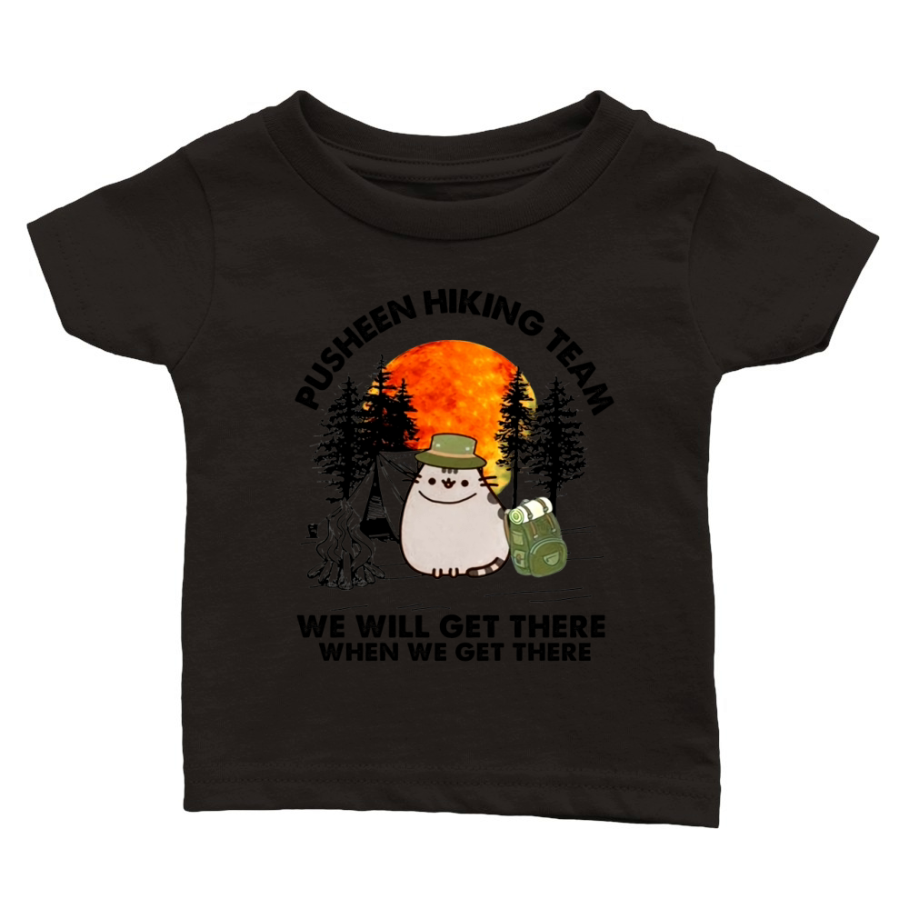 Pusheen hiking team we will get there when we get there Classic Baby Crewneck T-shirt