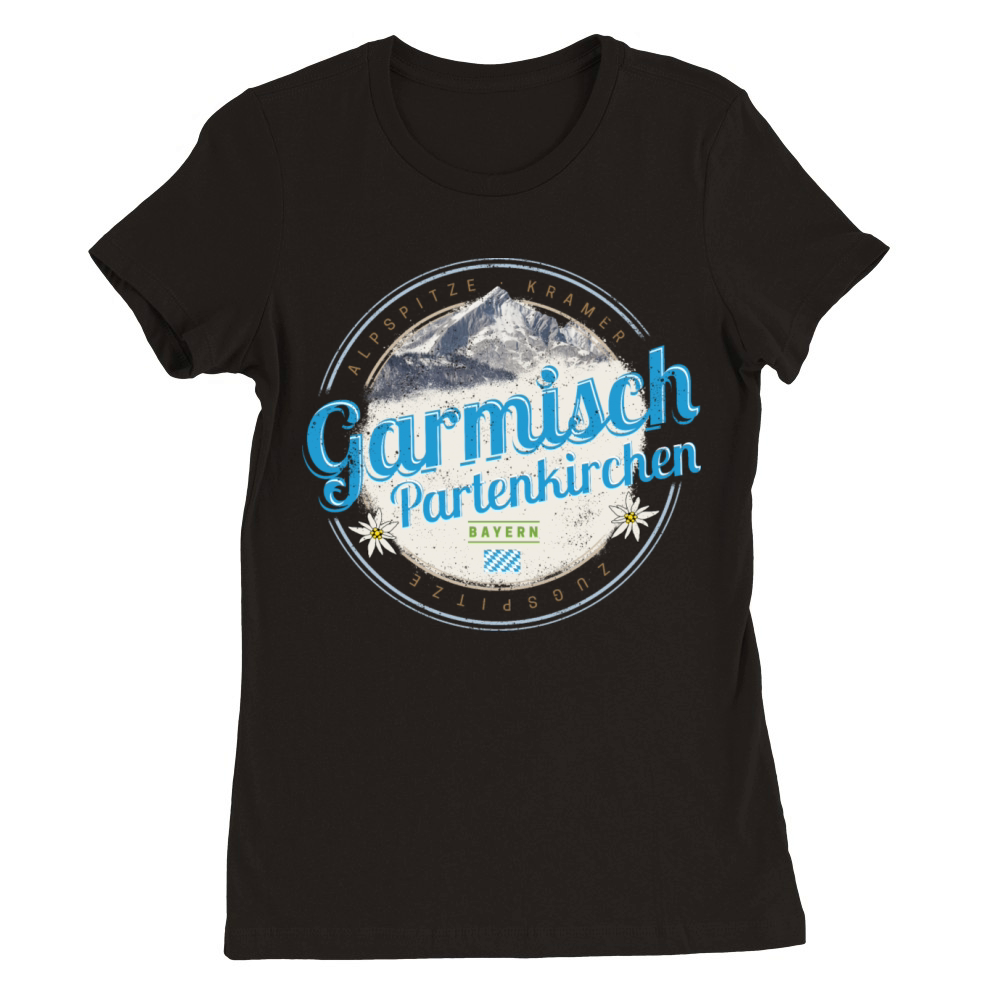 Garmisch Partenkirchen Bavaria Vintage Alps German Premium Womens Crewneck T-shirt