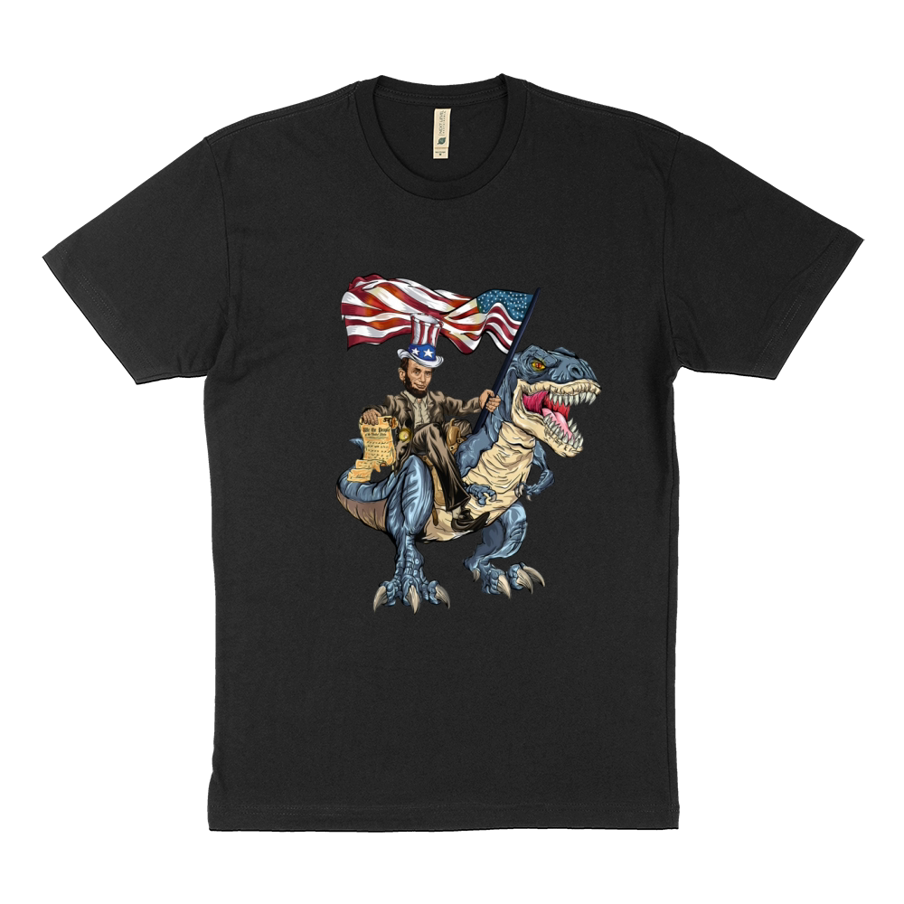 Abe Lincoln Murica T- Rex 4th Of July Usa Flag Shirt Sustainable T-Shirt
