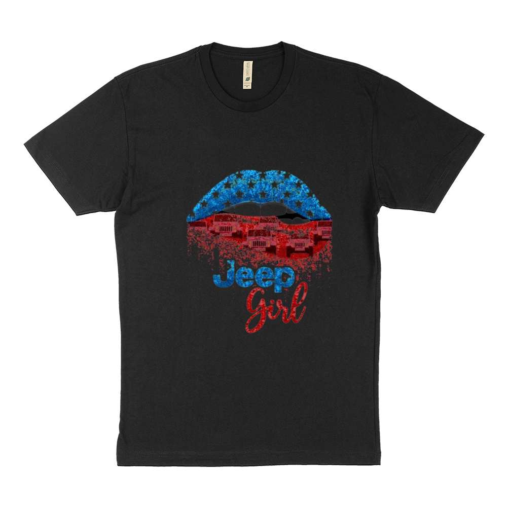 Lips Jeep Girl American Flag Sustainable T-Shirt