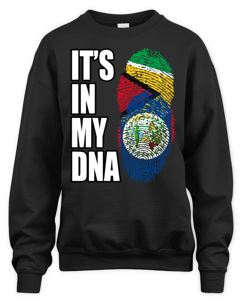 Guyanese And Belizean Mix Heritage DNA Flag Unisex Premium Crewneck Sweatshirt