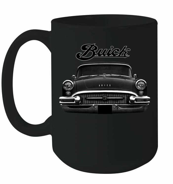 1955 Buick Front Black Ceramic Mug