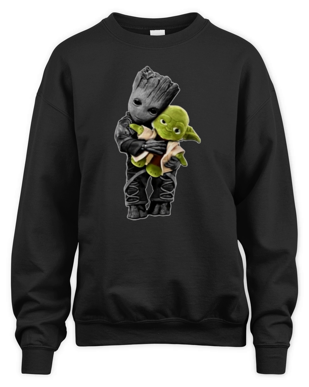 Baby Groot Hugging Baby Yoda Unisex Premium Crewneck Sweatshirt