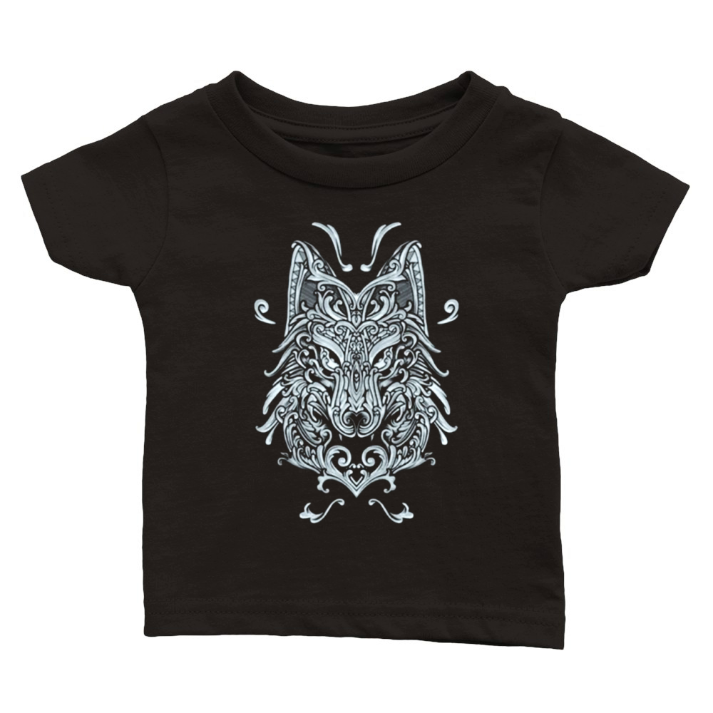 Wolf, Wolf Art, Wolf Drawing - Kids' Ho Classic Baby Crewneck T-shirt