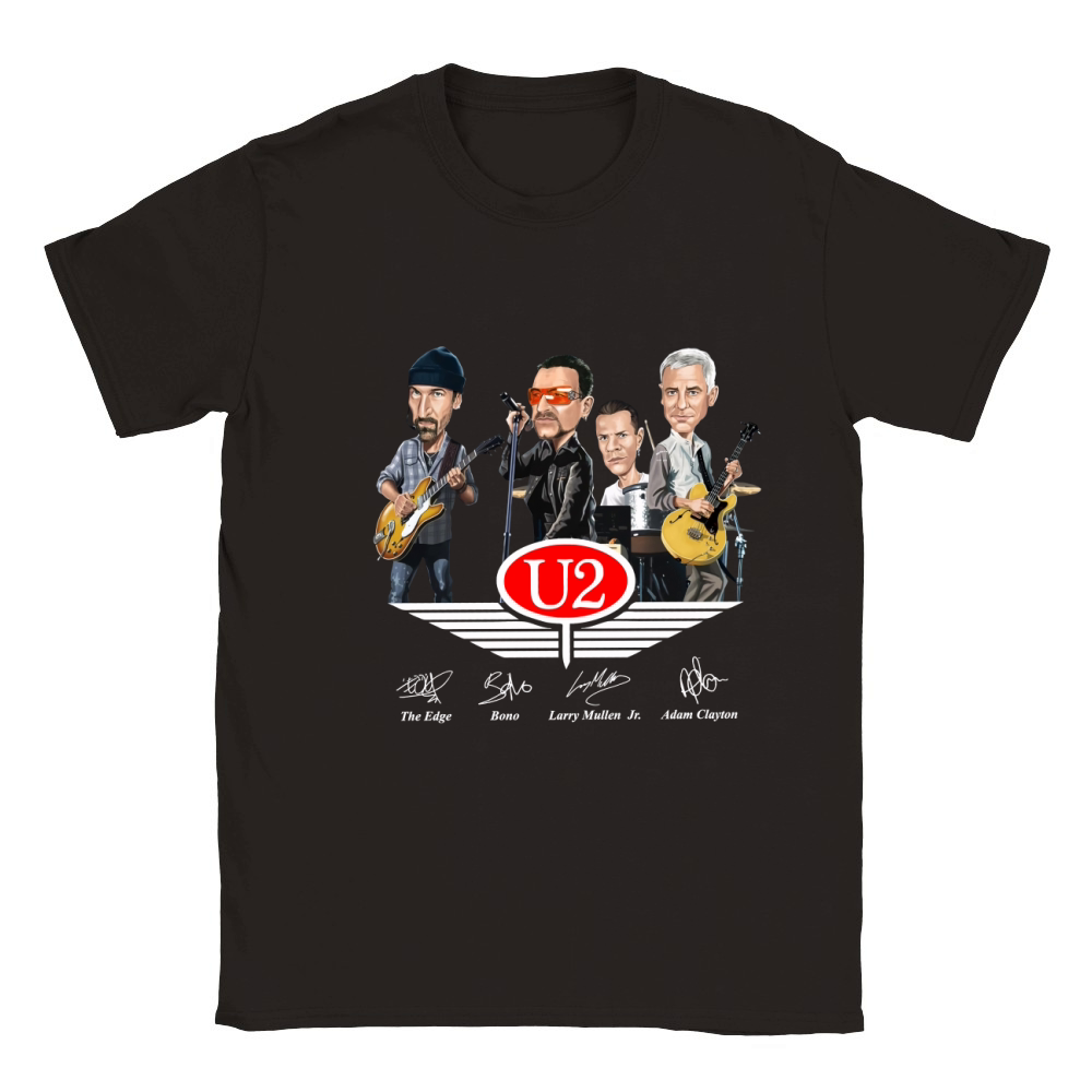 U2 signatures Larry Mullen Jr The Edge Bono Adam Clayton shirt Classic Kids Crewneck T-shirt