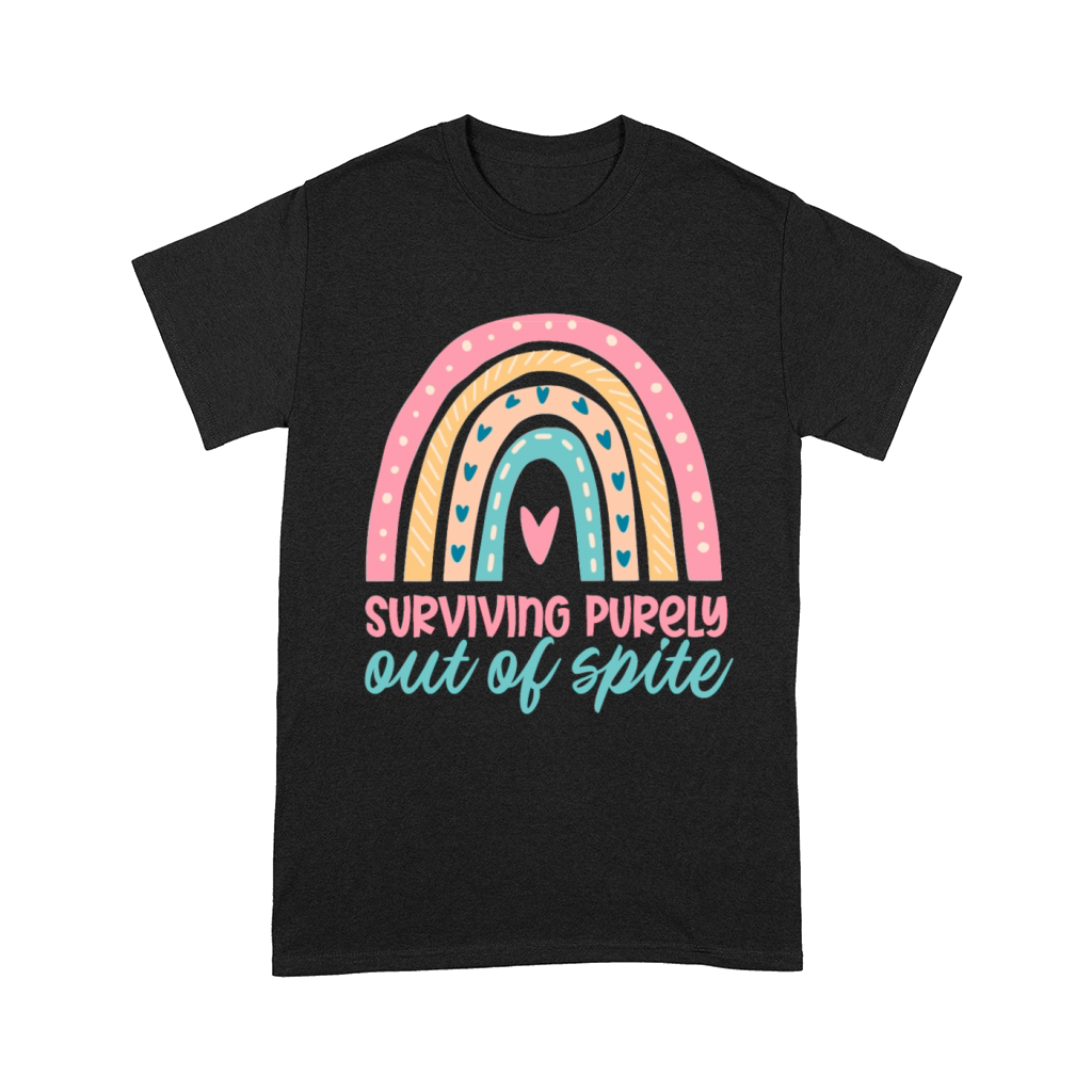 Surviving Purely Out Of Spite Funny Rainbow Comfort T-shirt