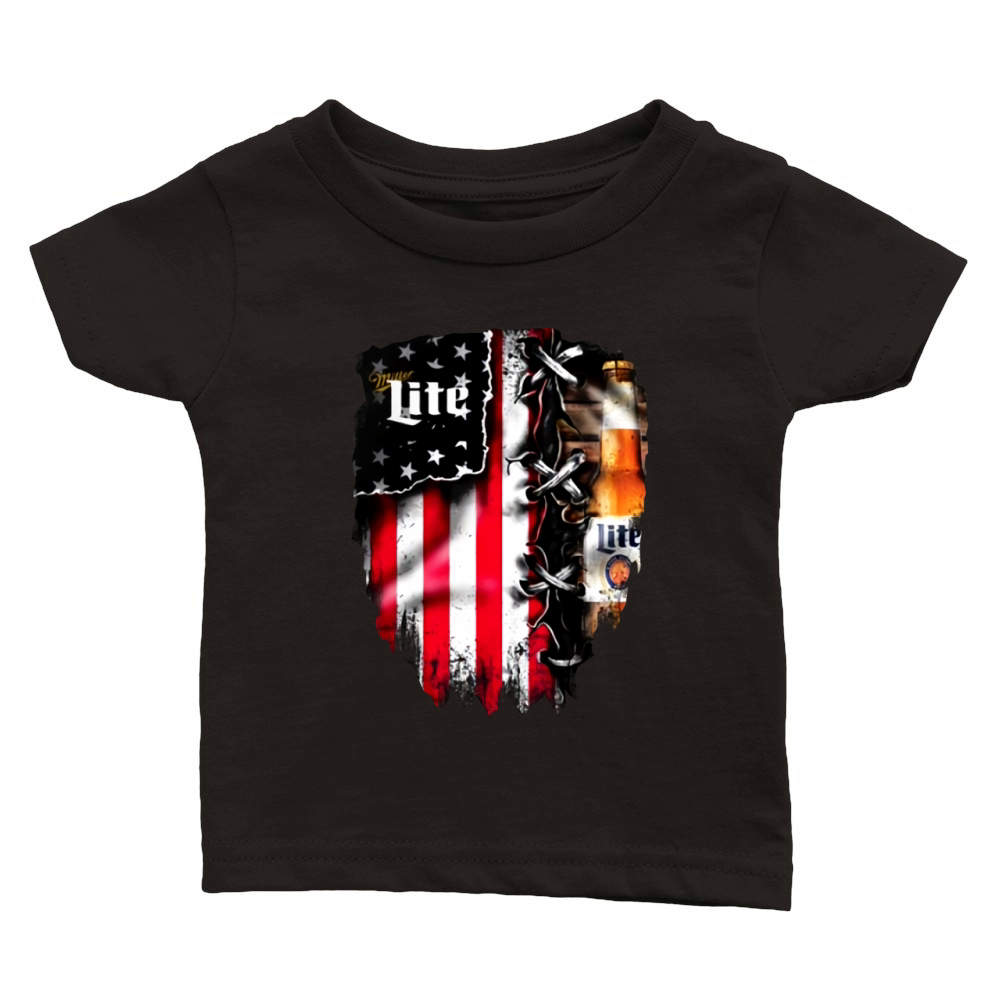 Miller Lite inside American flag shirt Classic Baby Crewneck T-shirt
