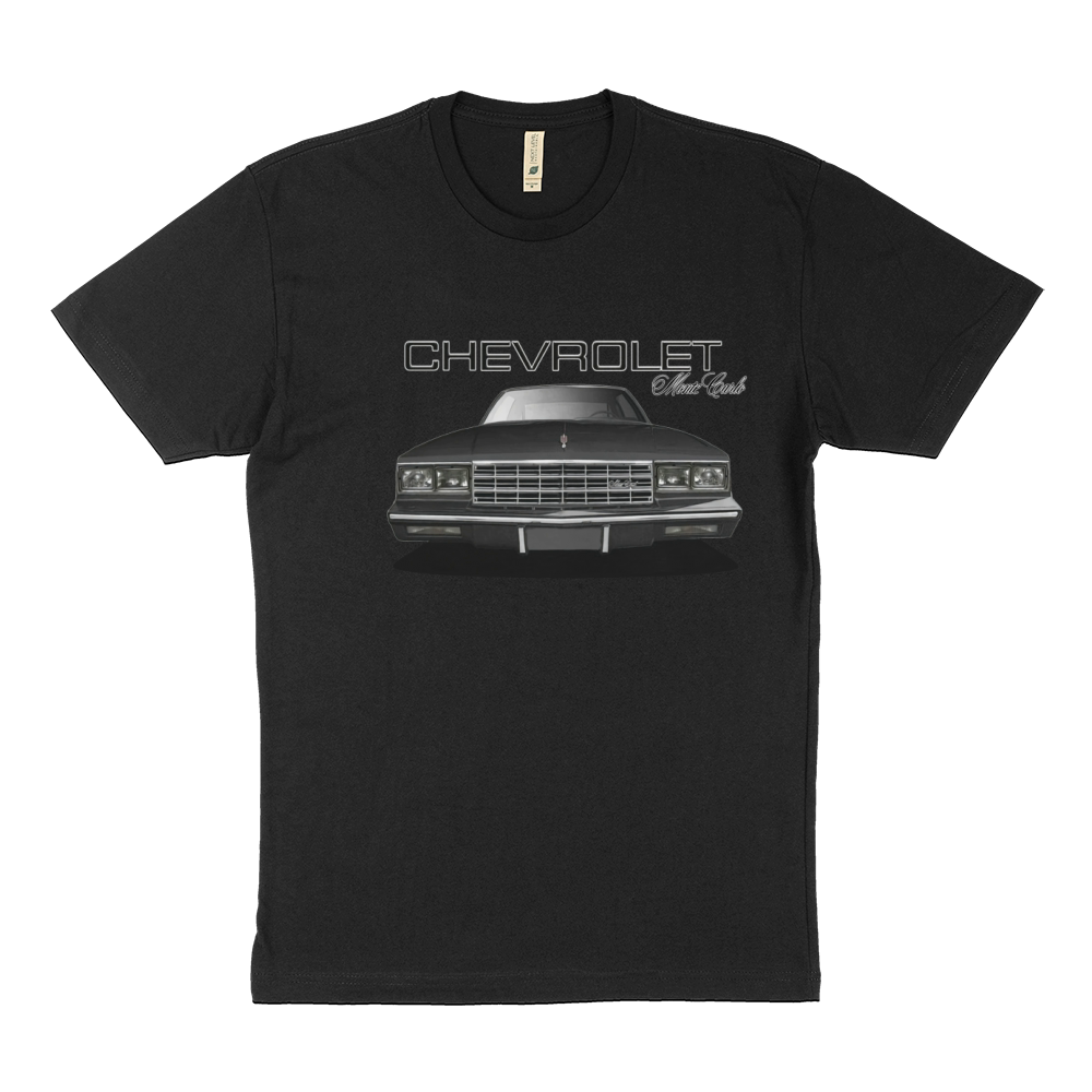 1980s Chvy Monte Carlo Front Black Sustainable T-Shirt
