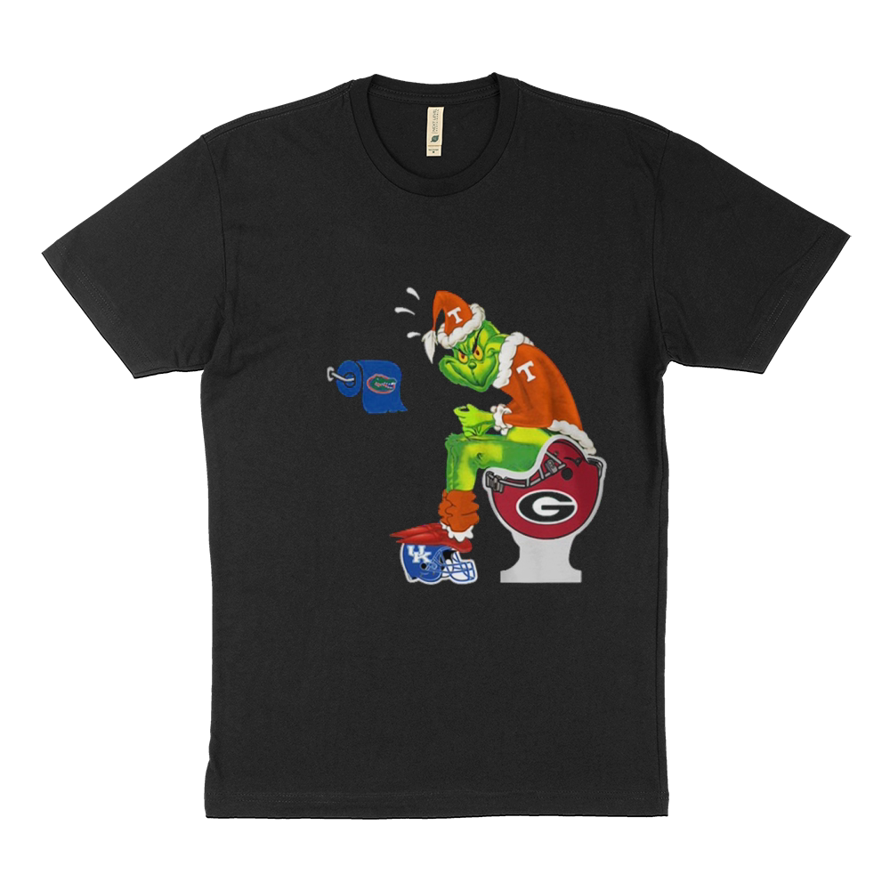 Grinch Santa Tennessee Volunteers toilet Sustainable T-Shirt