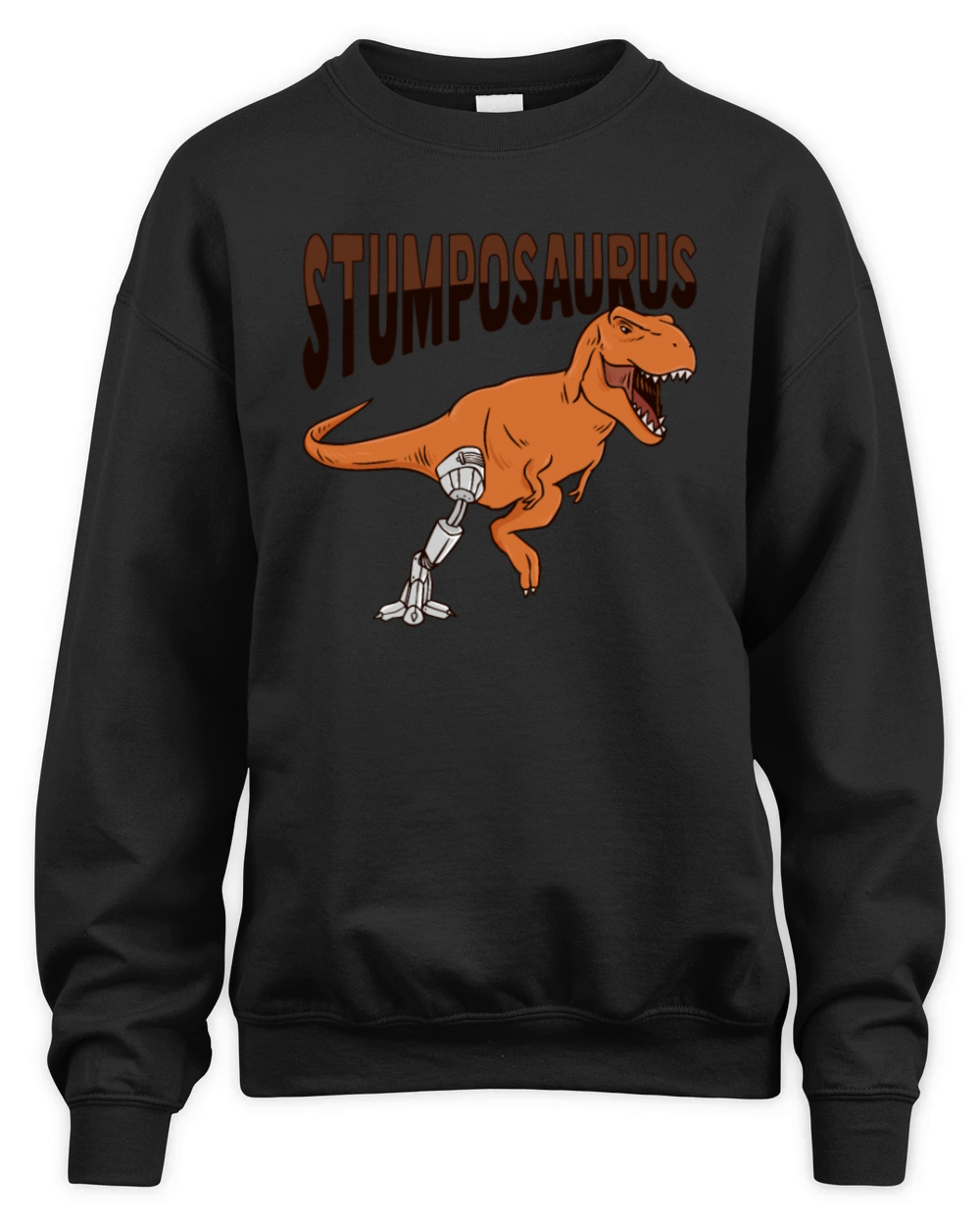 T-Rex Amputee Joke Leg Prosthetic Dinosaur for a Unisex Premium Crewneck Sweatshirt