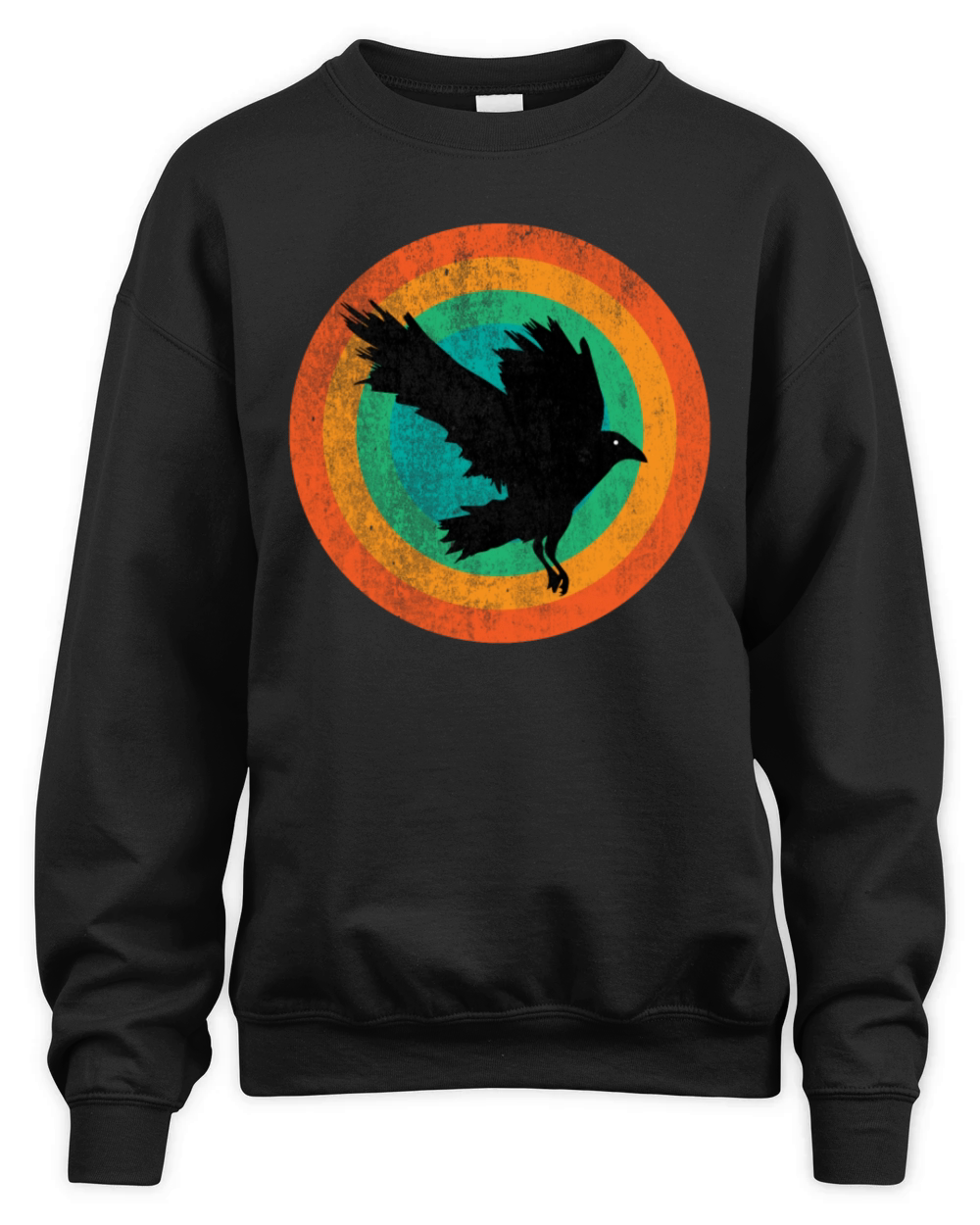 Vintage Beautiful Cute Raven retro Art Unisex Premium Crewneck Sweatshirt
