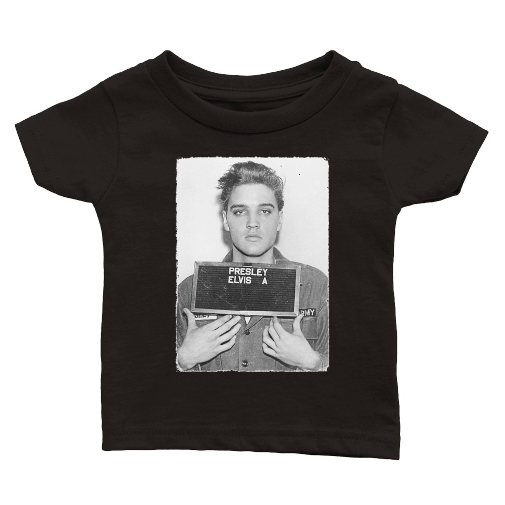 Elvis Presley Army Mug Shot Classic Baby Crewneck T-shirt