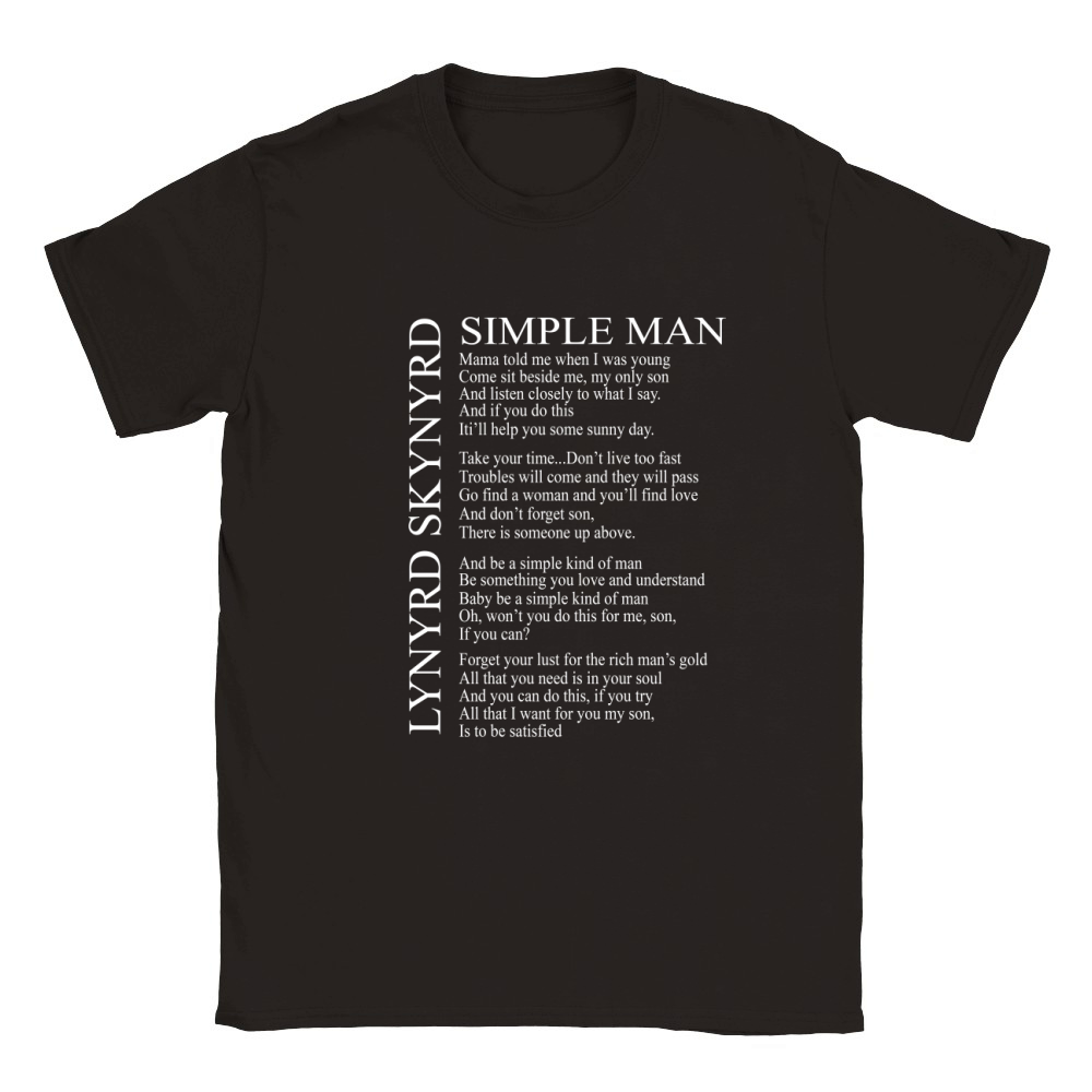 Lynyrd Skynyrd Simple Man Lyrics Men and Women T Shirt S-5XL Classic Kids Crewneck T-shirt