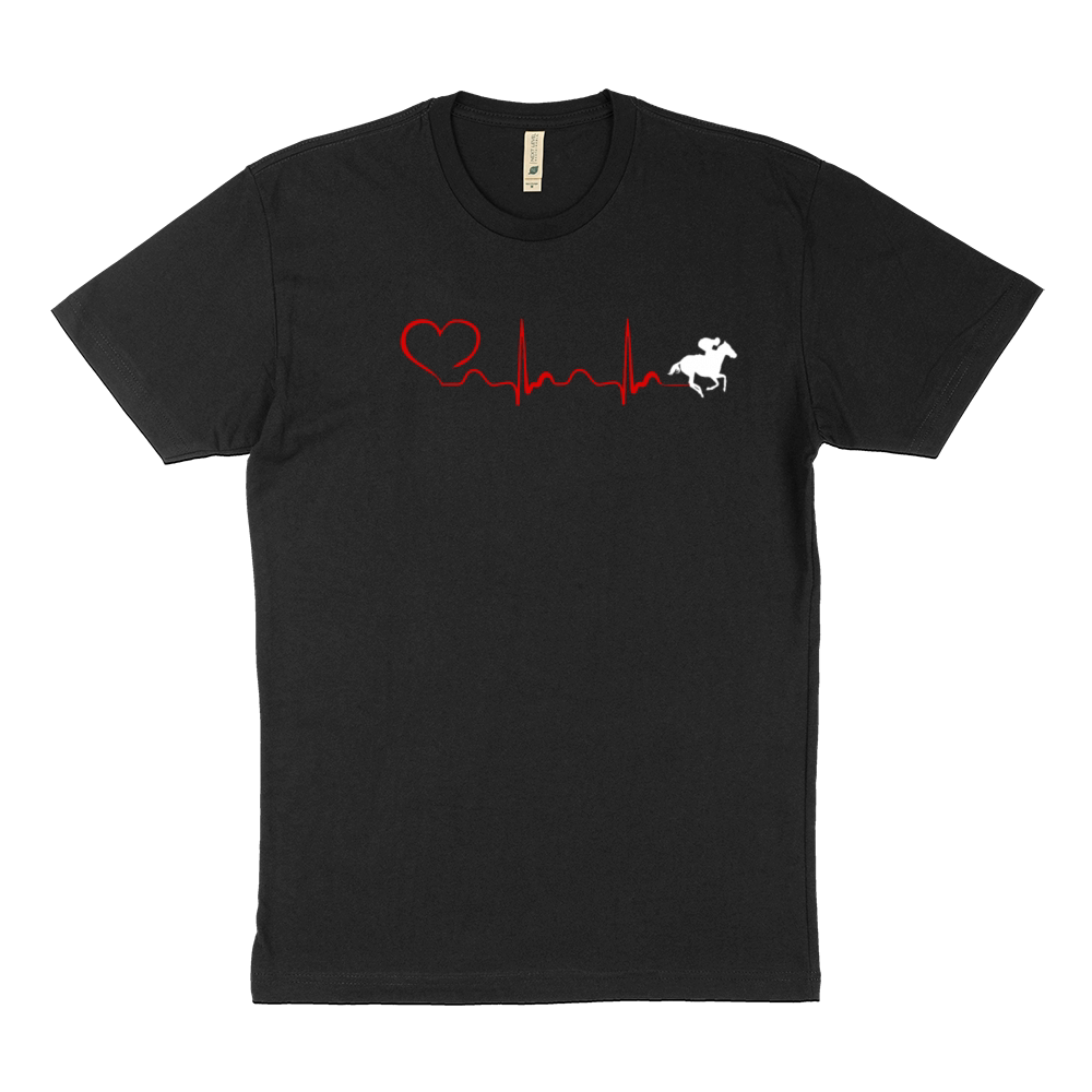 Horse Racing Heartbeat And Heart Sustainable T-Shirt