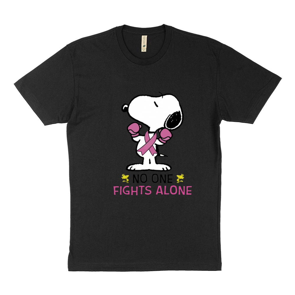 Snoopy no one fights alone Breast Cancer Awareness shirt Sustainable T-Shirt