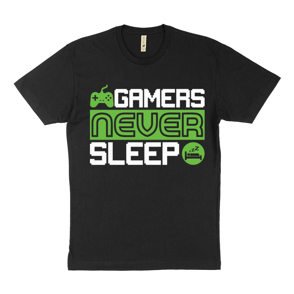 Vintage Gamers Funny Games Never Sleep Sustainable T-Shirt