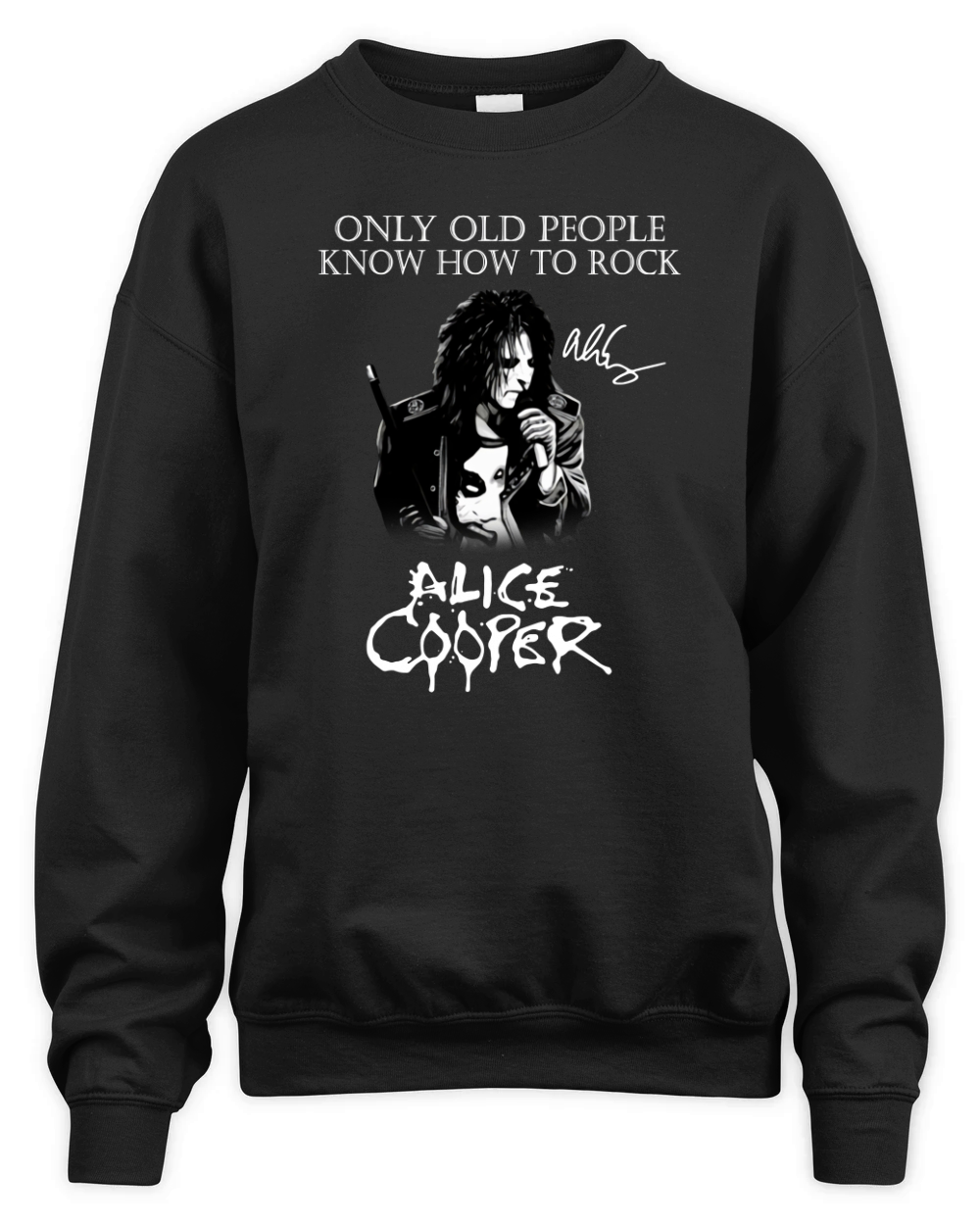 Alice Cooper only old people know how to rock signature Unisex Premium Crewneck Sweatshirt