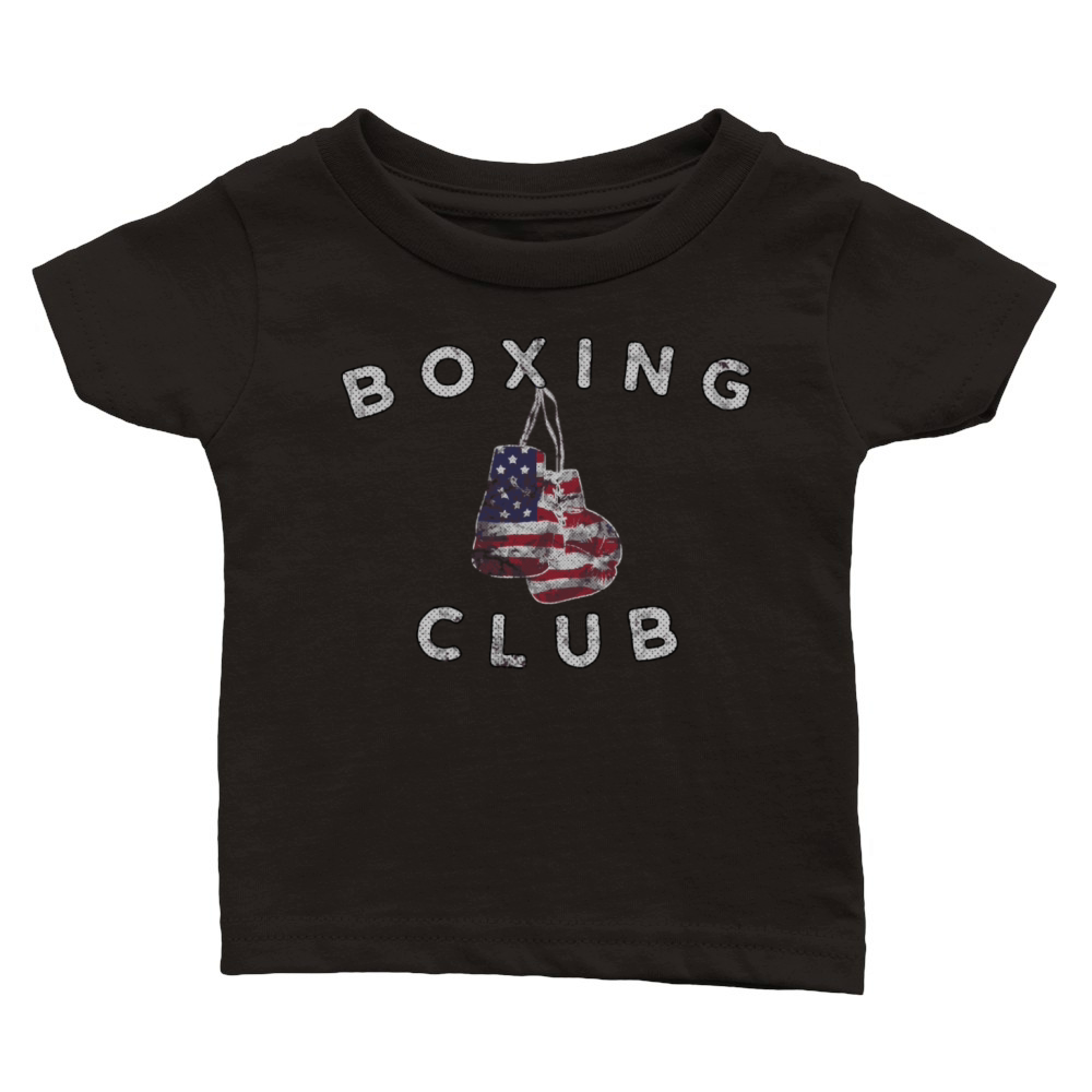 Boxing Club Vintage Us Flag Boxing Gloves Classic Baby Crewneck T-shirt