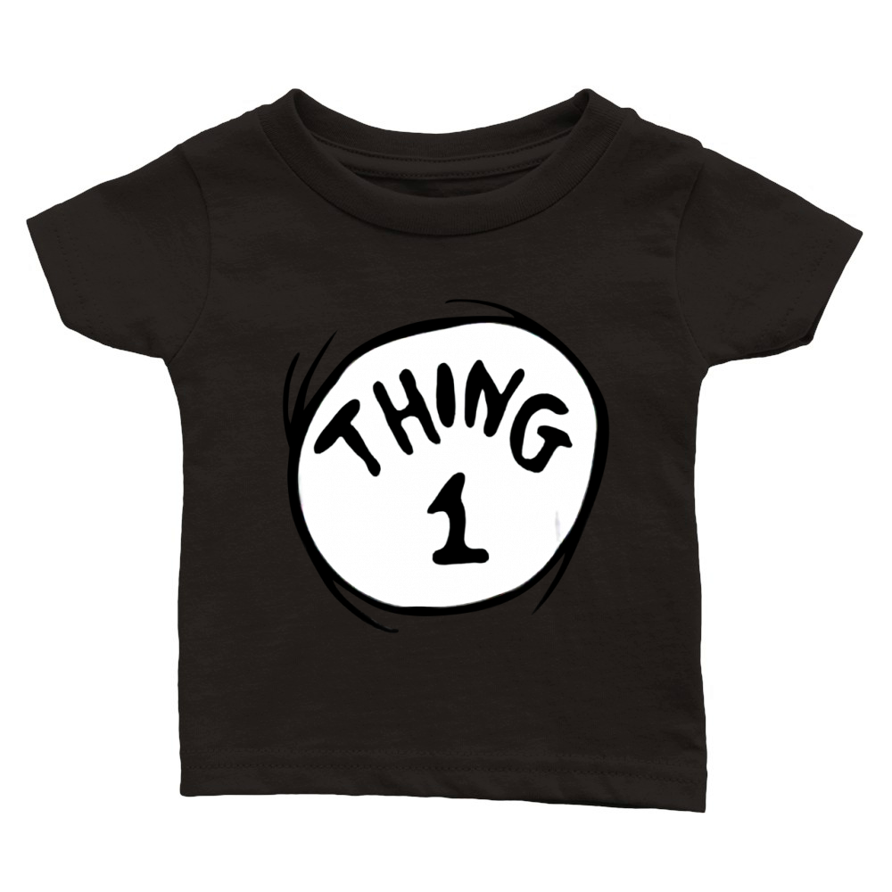 Dr Seuss Thing 1 Emblem RED Classic Baby Crewneck T-shirt