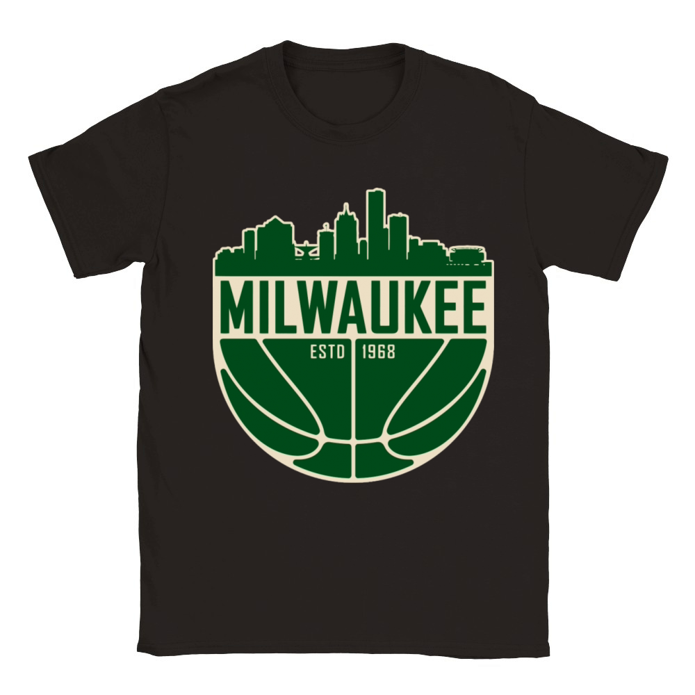 Milwaukee Basketball Skyline Vintage Wisconsin Ret Classic Kids Crewneck T-shirt