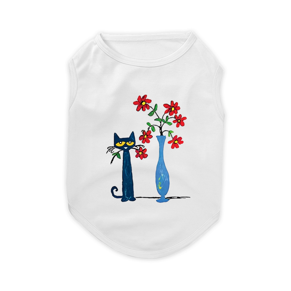 Pete the Cat Pete with Red Flowers Pet T-Shirt