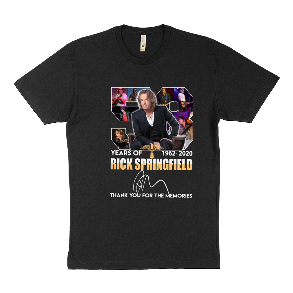 58 Years of Rick Springfield 1962-2020 thank you for memories signature Sustainable T-Shirt