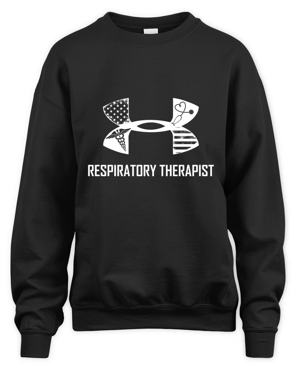 American Flag Under Armor Respiratory Therapist Unisex Premium Crewneck Sweatshirt