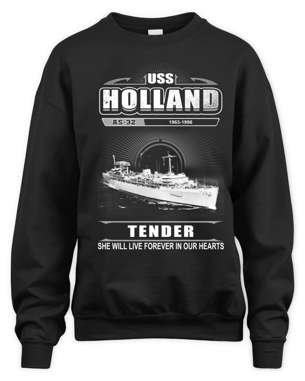 USS Holland AS 32 tender  She will live forever in our hearts Unisex Premium Crewneck Sweatshirt