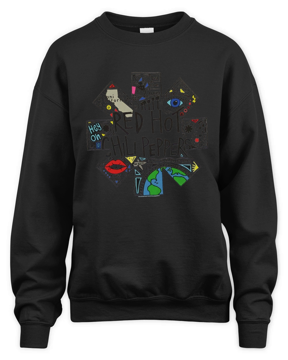 Red Hot Chili Peppers Doodle Image White Unisex Premium Crewneck Sweatshirt